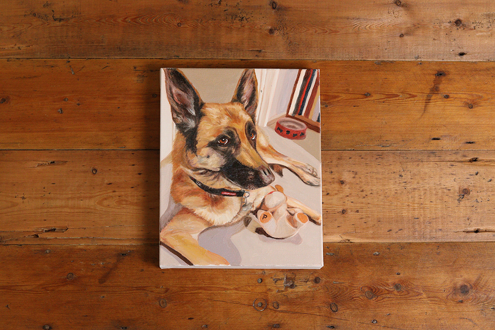 Huxley - Oil Painting of a Playful Dog