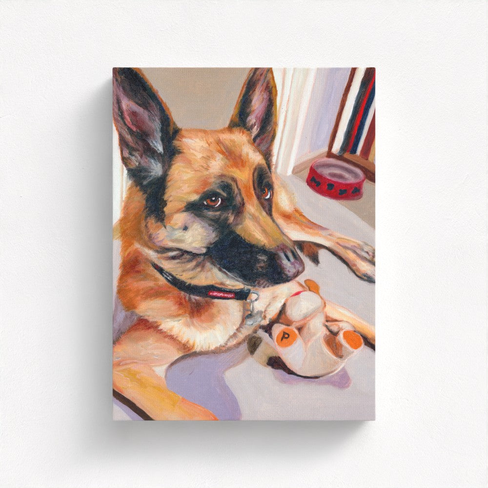 Huxley - Oil Painting of a Playful Dog